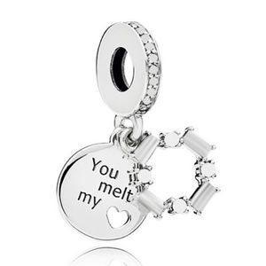 1pcs Silver CZ Charm Bead